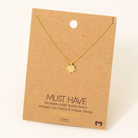 Mini Sun Pendant Necklace: G