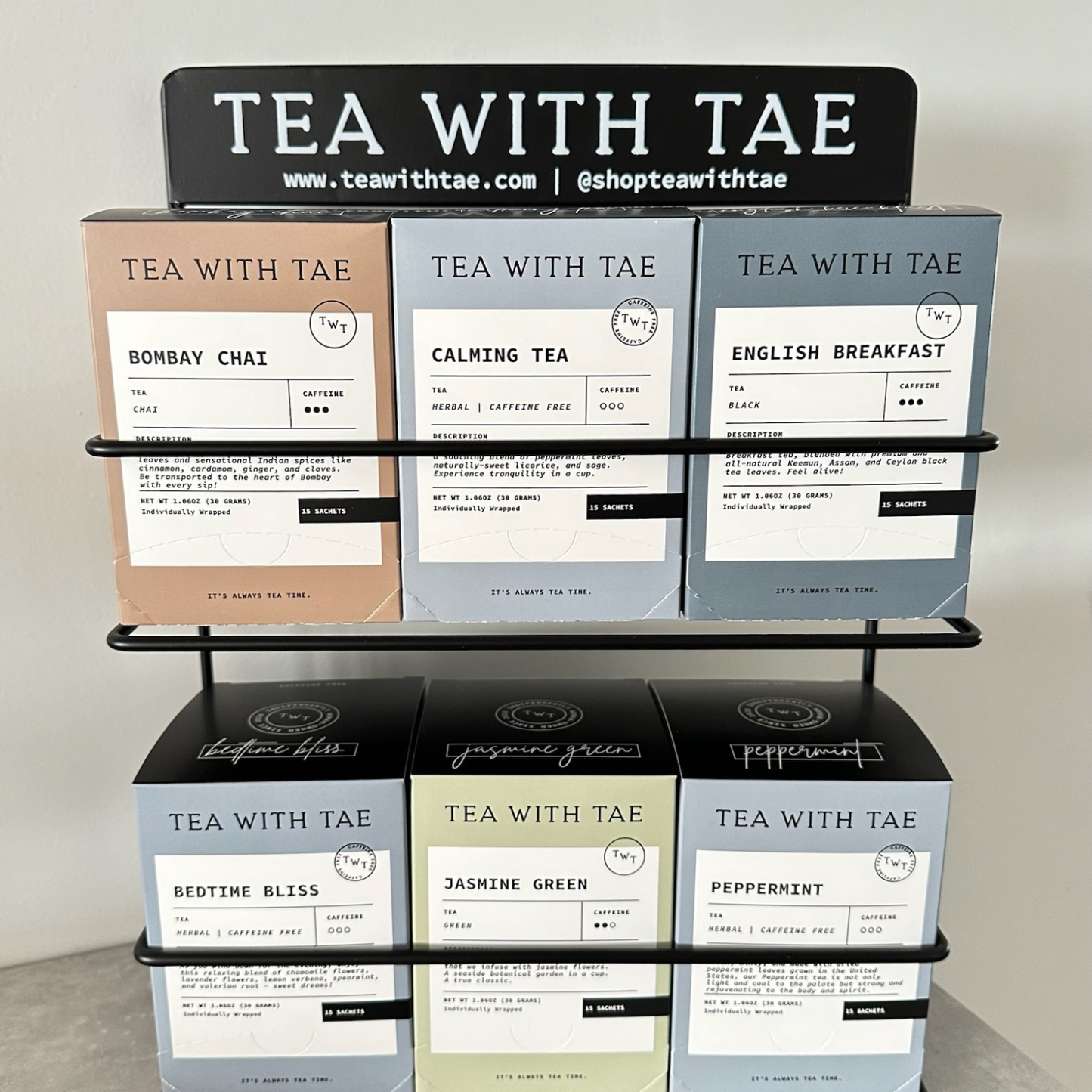 Tea Rack Organizer (organize 6 tea boxes, wall mount option)