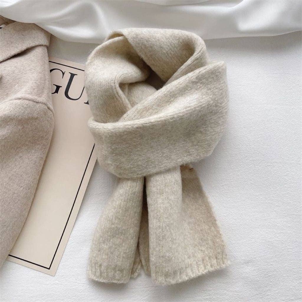 Classic Solid Color Knitted Scarf: Brown