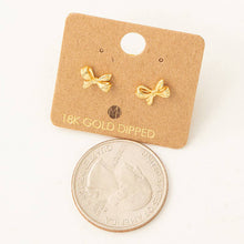 Load image into Gallery viewer, Gold Dipped Mini Ribbon Stud Earrings
