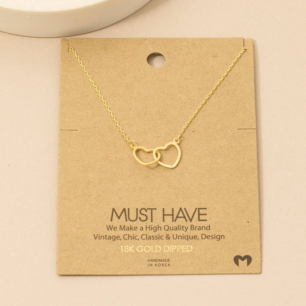 Gold Dipped Heart Link Charm Necklace: G