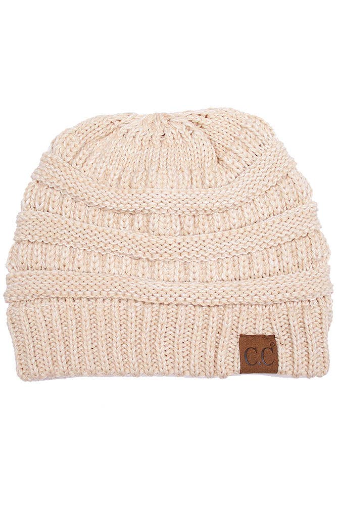 C.C Two Tone Color Knit Beanie: 005