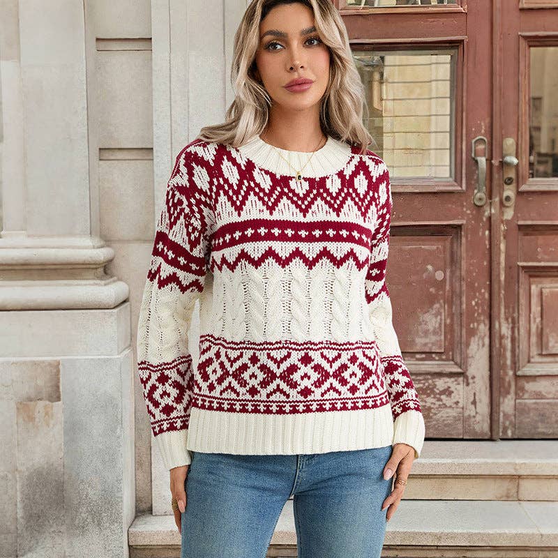 Aspen Winter Retro Cable Knit Sweater