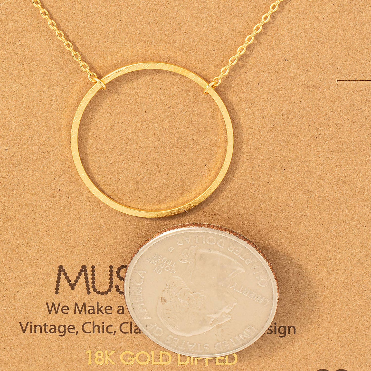 Large Circle Cut Out Pendant Necklace: G