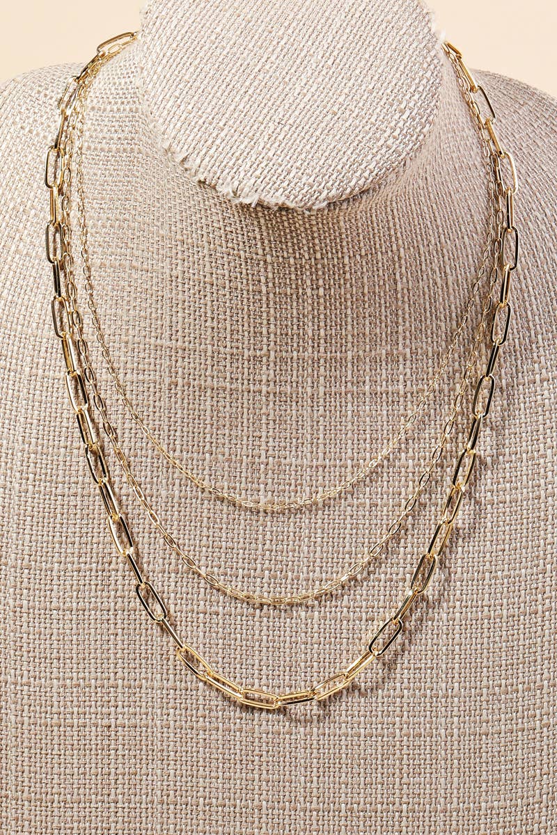 Triple Oval Chain Link Necklace: G