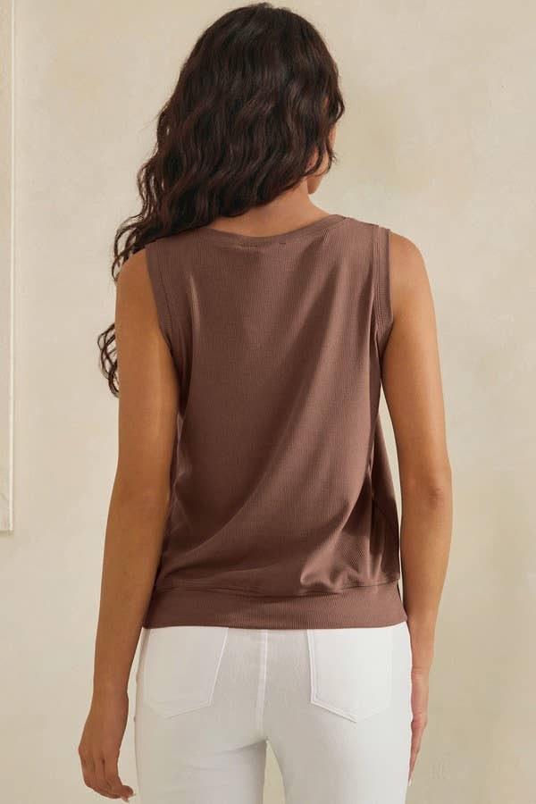 Layla LuxeAir Ribbed V-Neck Tank Top: Coffee