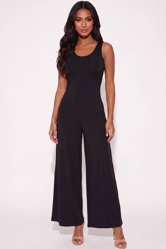 Whitney Wide Leg Jumpsuit - Black