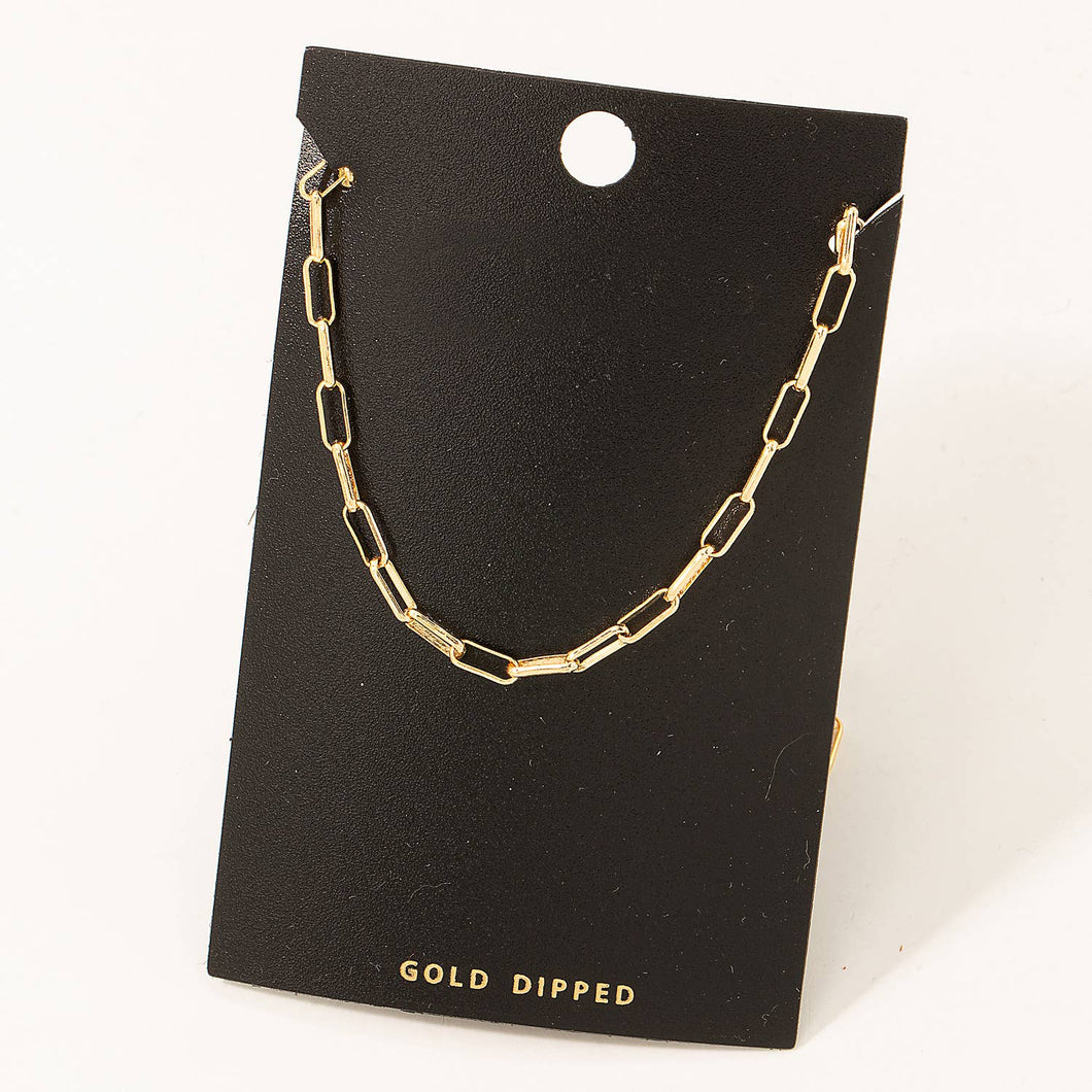 Gold Dipped Rectangle Chain Link Necklace