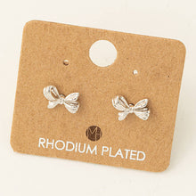 Load image into Gallery viewer, Gold Dipped Mini Ribbon Stud Earrings
