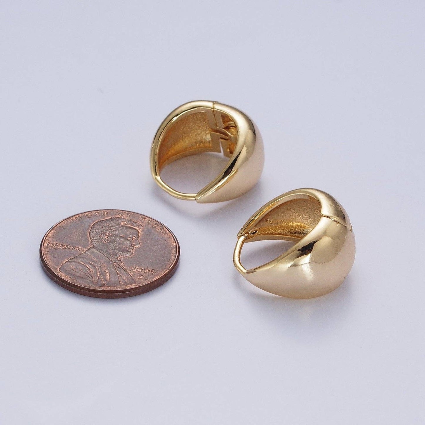 24K Gold Filled Wide Chubby Band Huggie Earrings
