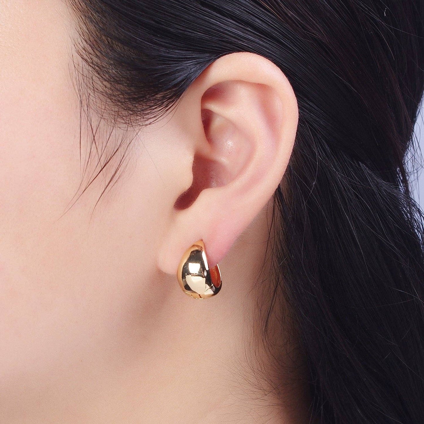 24K Gold Filled Wide Chubby Band Huggie Earrings