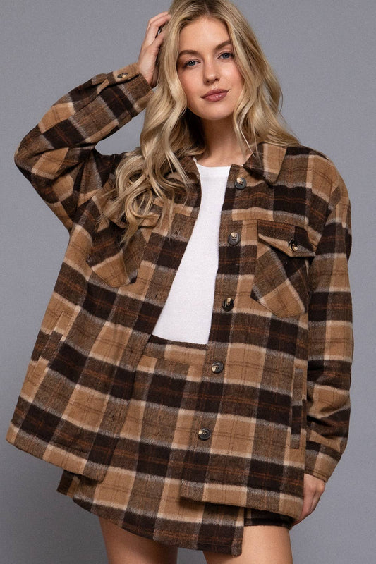 Taylor Faux Fur Brushed Plaid Shacket
