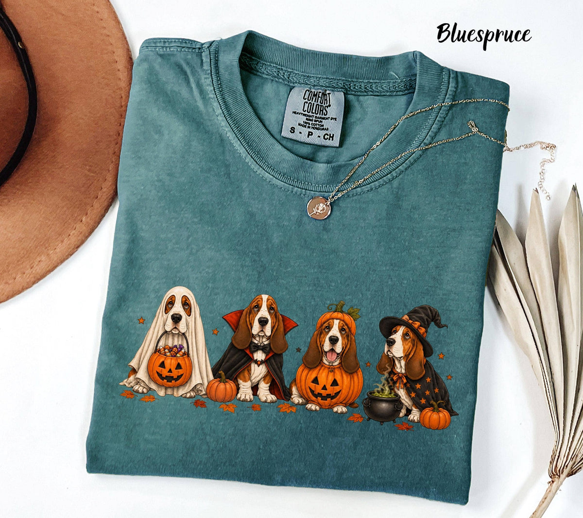 Comfort Colors Basset Hound Halloween Tee, Cute Costume Dog: Ivory / XL