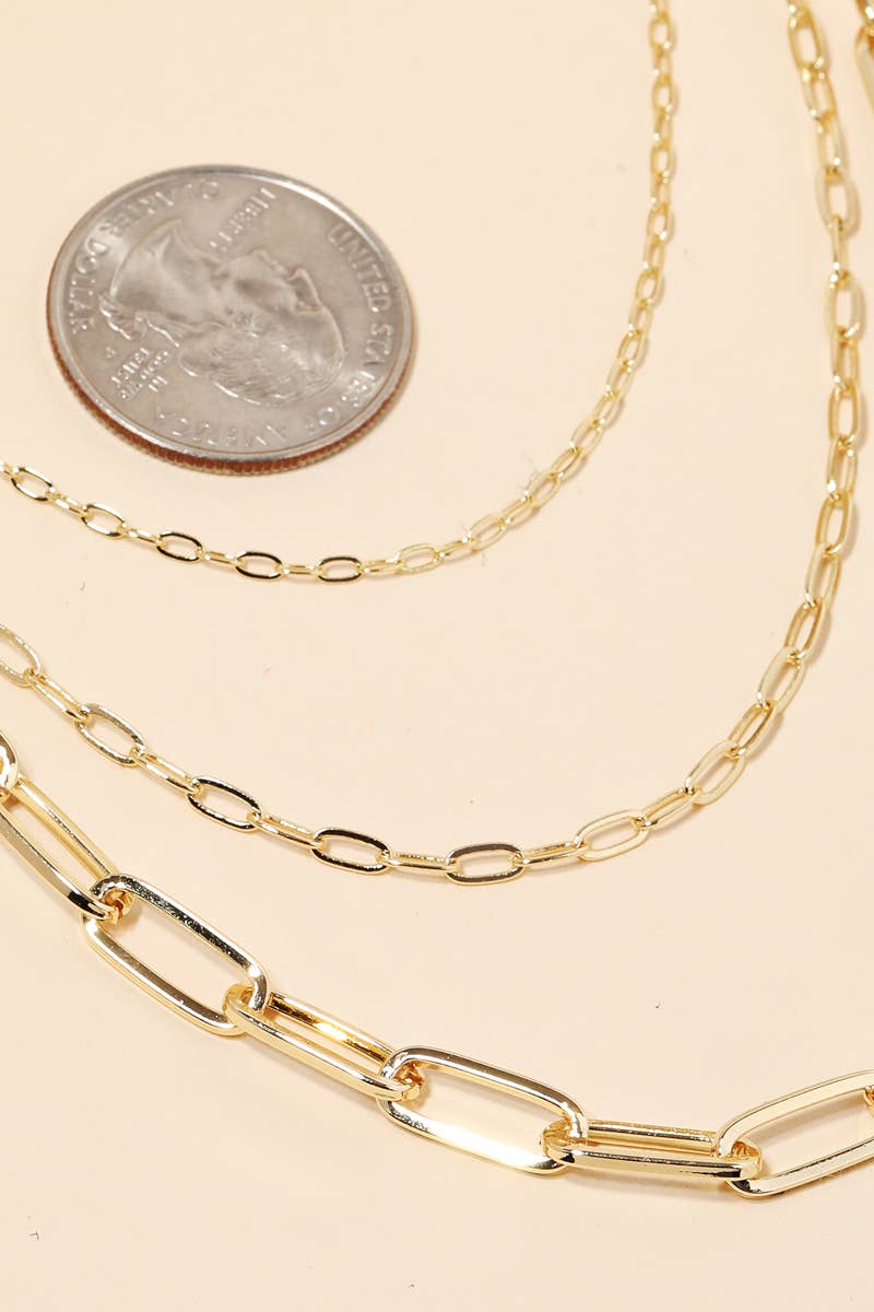 Triple Oval Chain Link Necklace: G