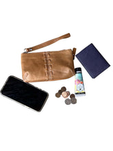 Load image into Gallery viewer, Genuine Leather Cosmetic Bag/Clutch Purse: Light Brown
