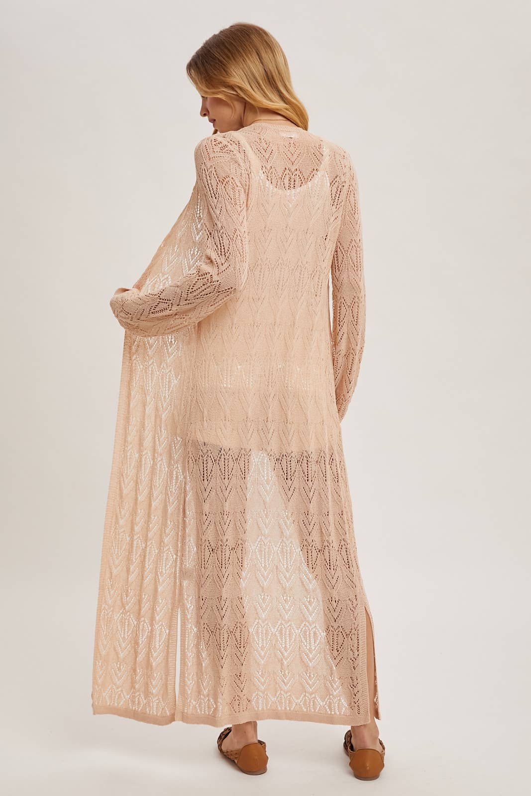 POINTELLE KNIT MAXI DUSTER: NATURAL / S