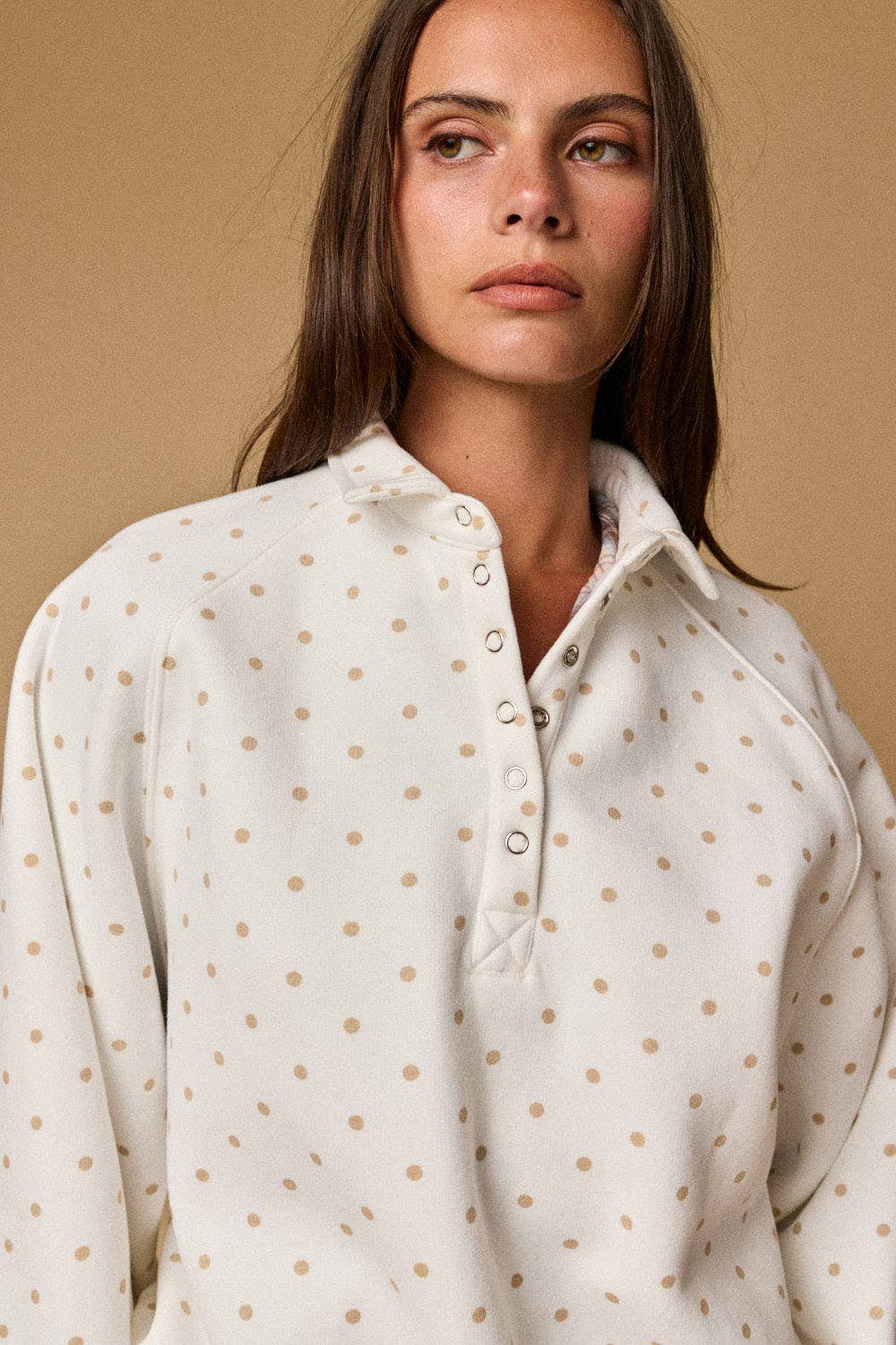 Piper Polka Dot Half Snap Sweatshirt