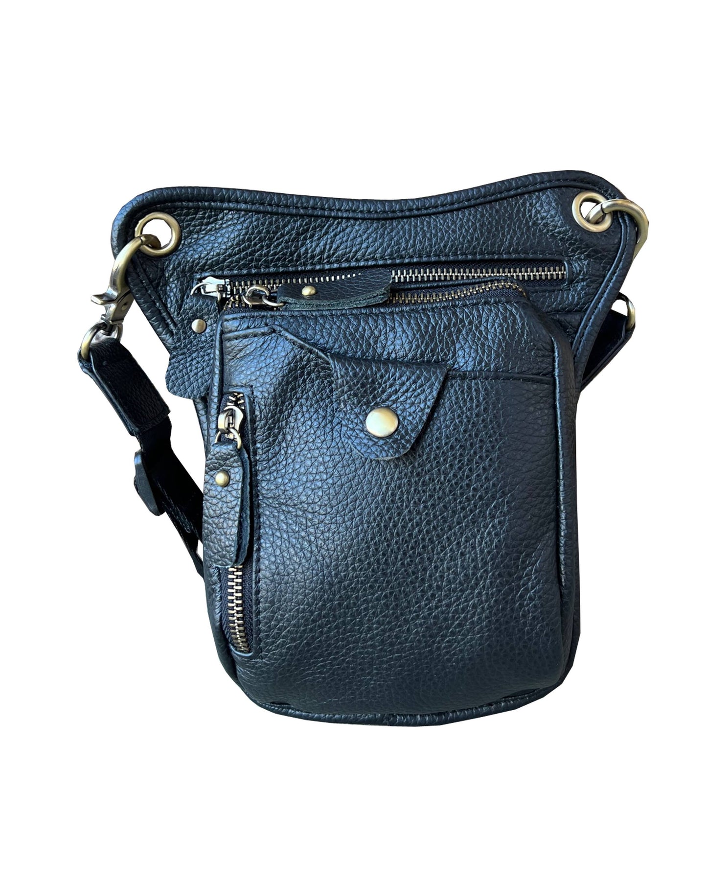 Cowhide Crossbody Saddle Bag/Shoulder Bag/Convertable Fanny Pack: Black