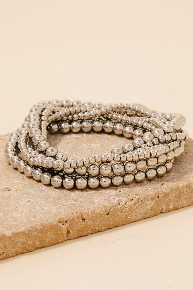 Mixed Mini Metallic Beaded Bracelet 7 Set: G