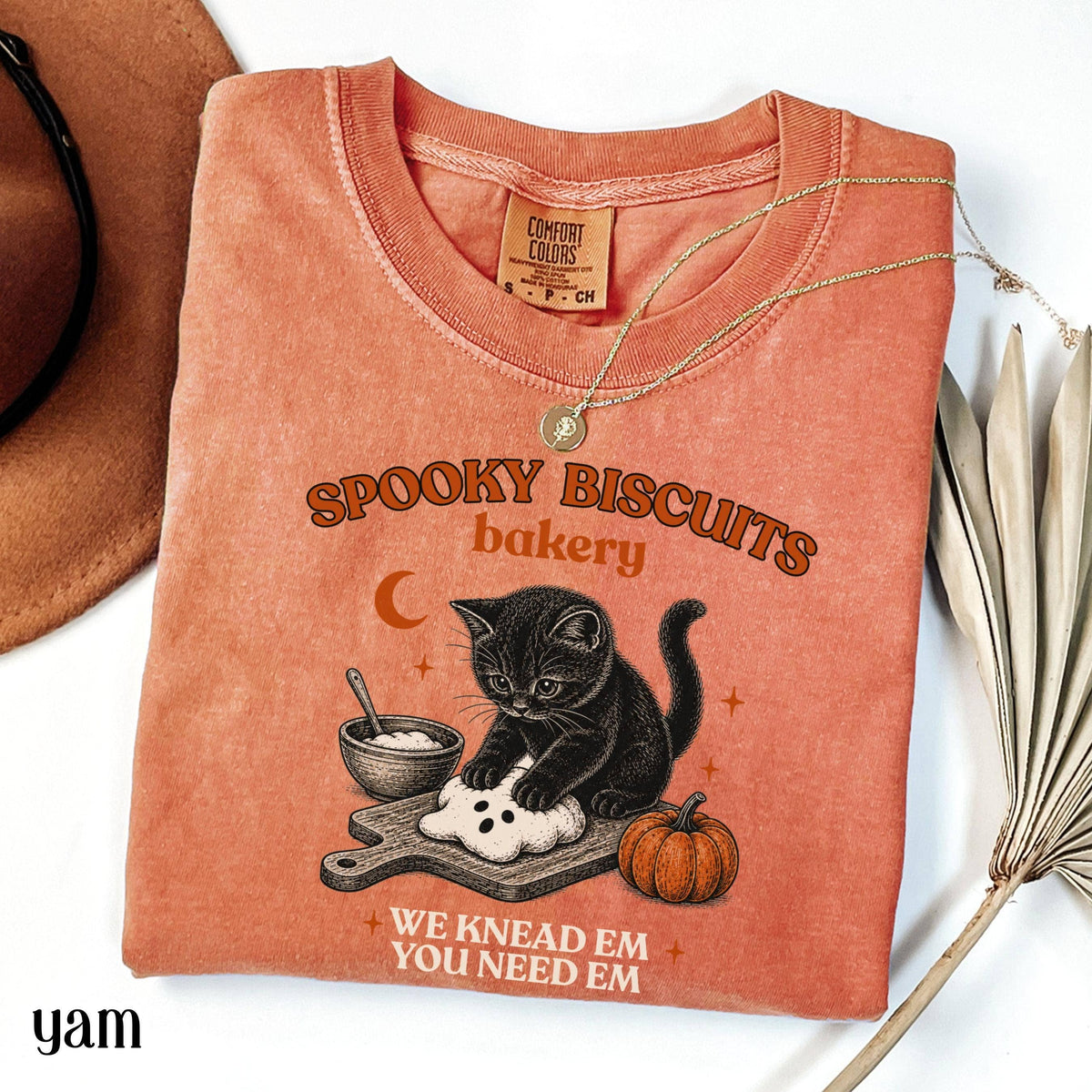 Comfort Colors Kitty Biscuits Shirt, Spooky Season Tee : Ivory / XL
