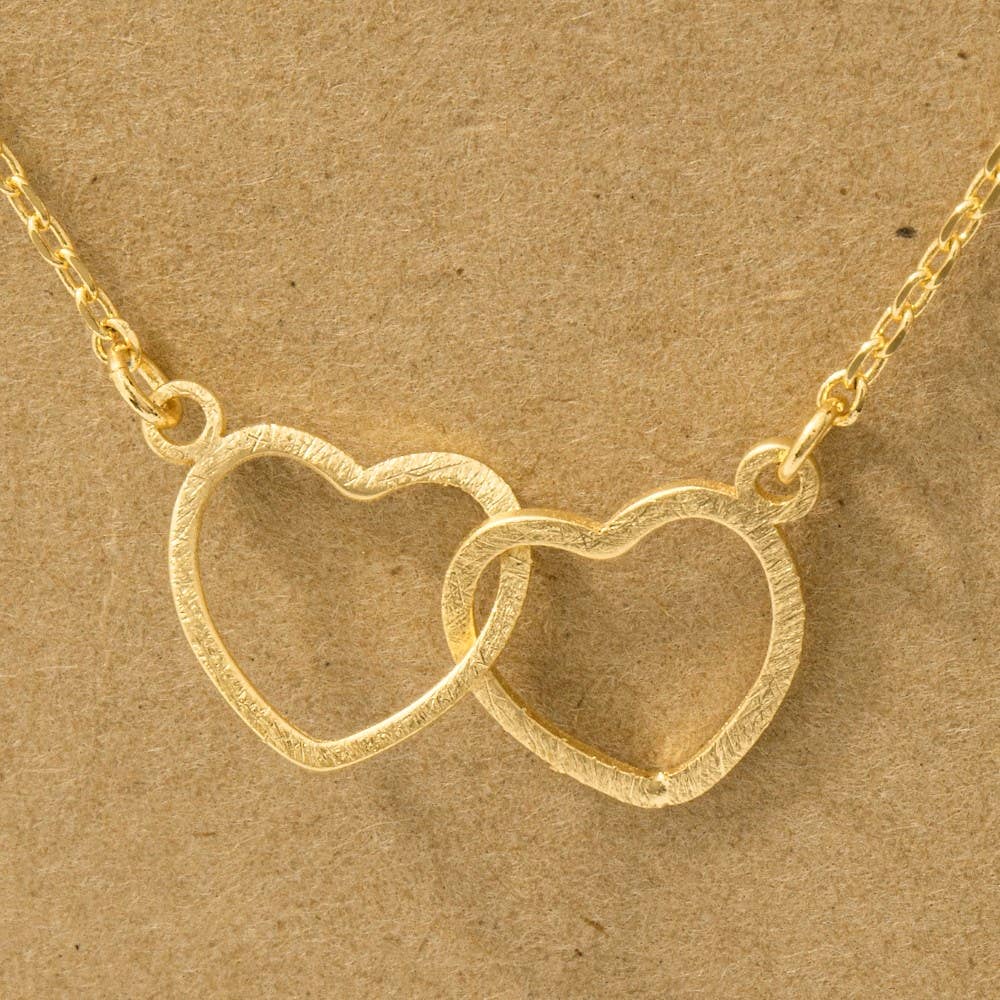 Gold Dipped Heart Link Charm Necklace: G
