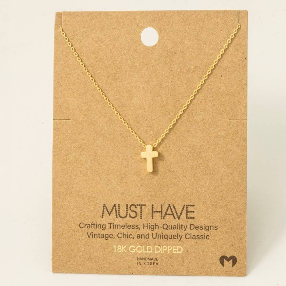 Dainty Mini Cross Pendant Necklace: G
