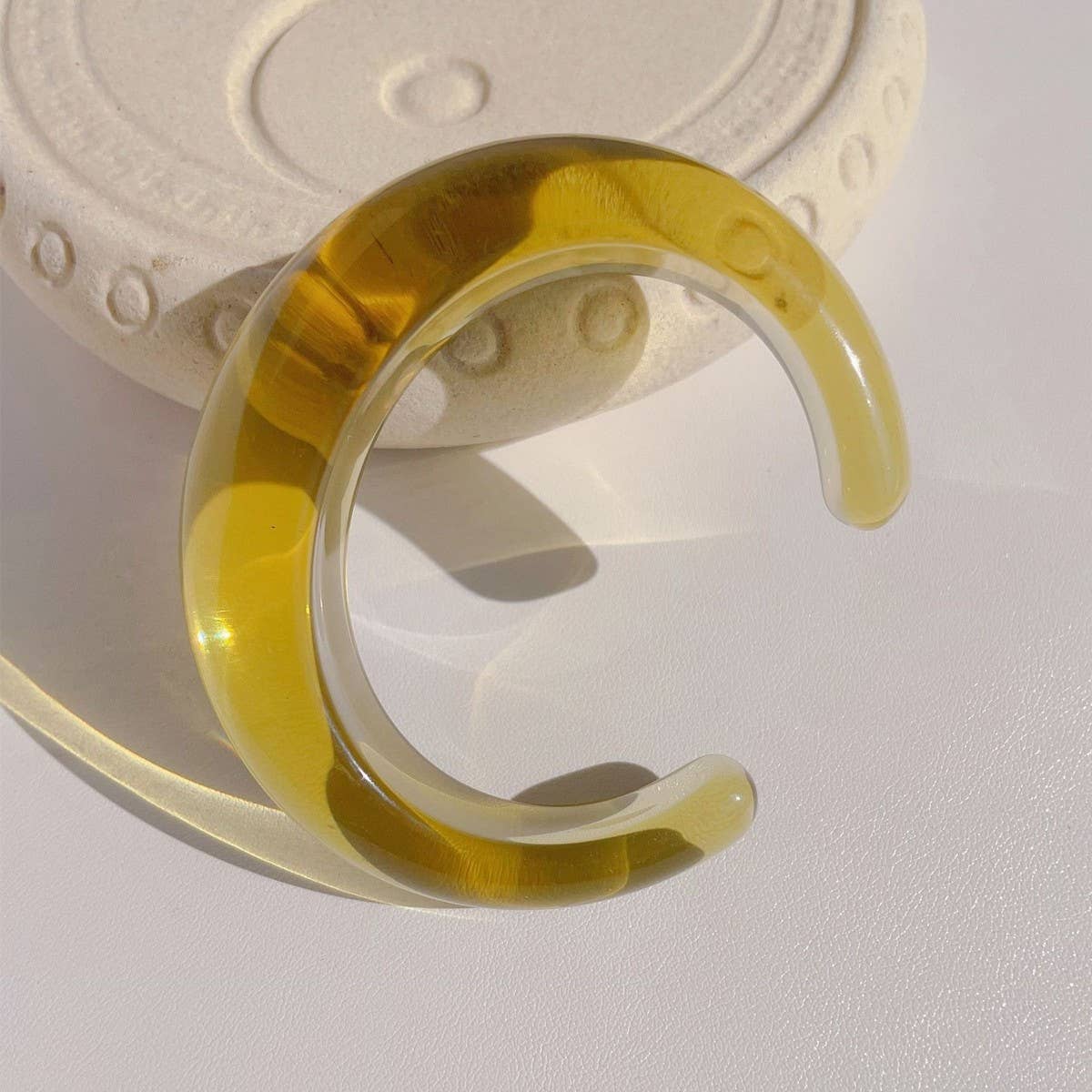 Thin Open Cuff Acrylic Bracelet for Petite Women_CWMM3095: White / (OS) 1