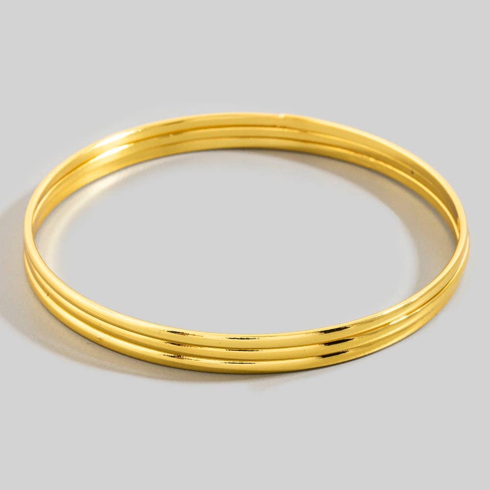 Secret Box Stainless Steel Stacked Bangle Bracelet Set: GD