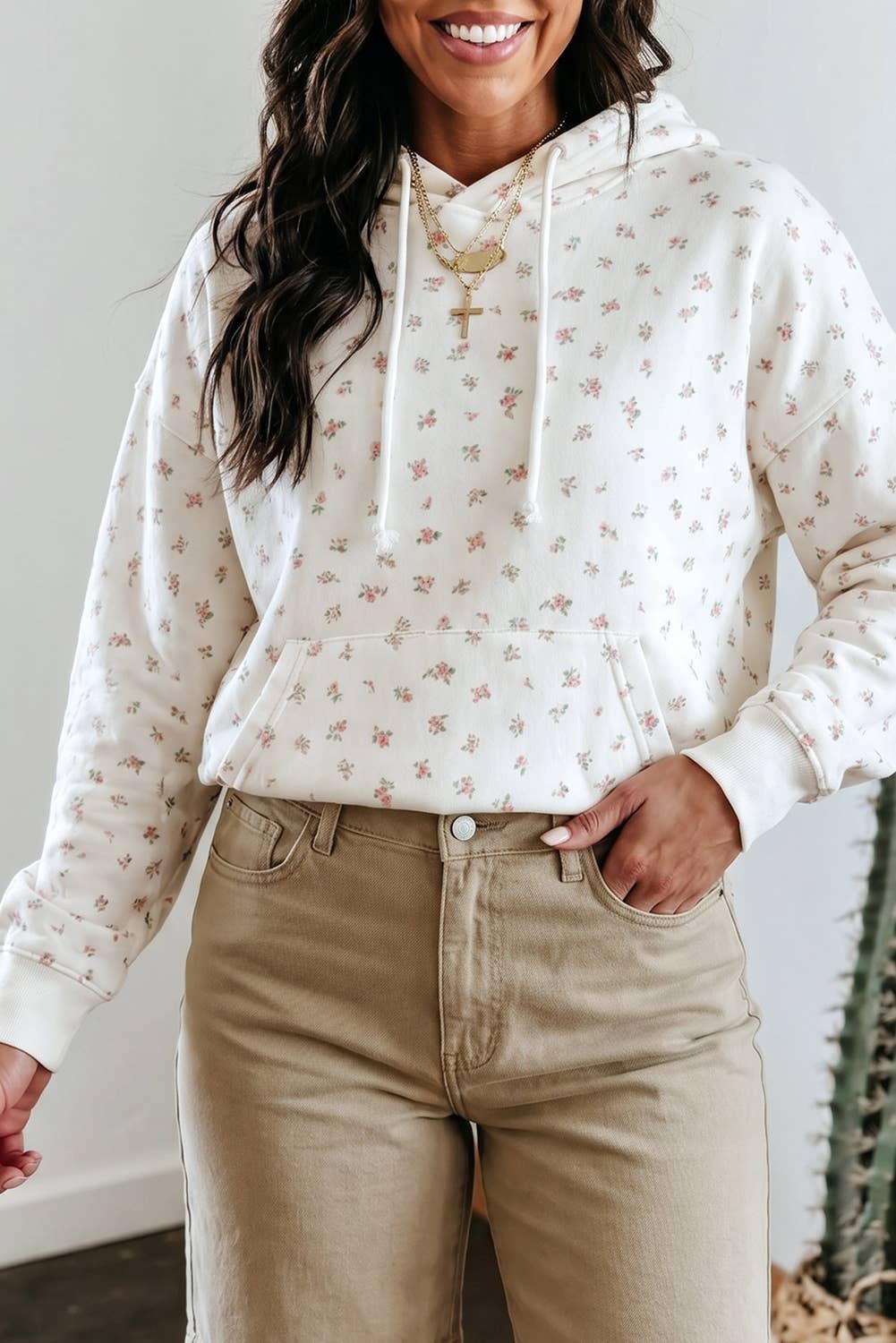 Sophia Pink Floral Print Hoodie