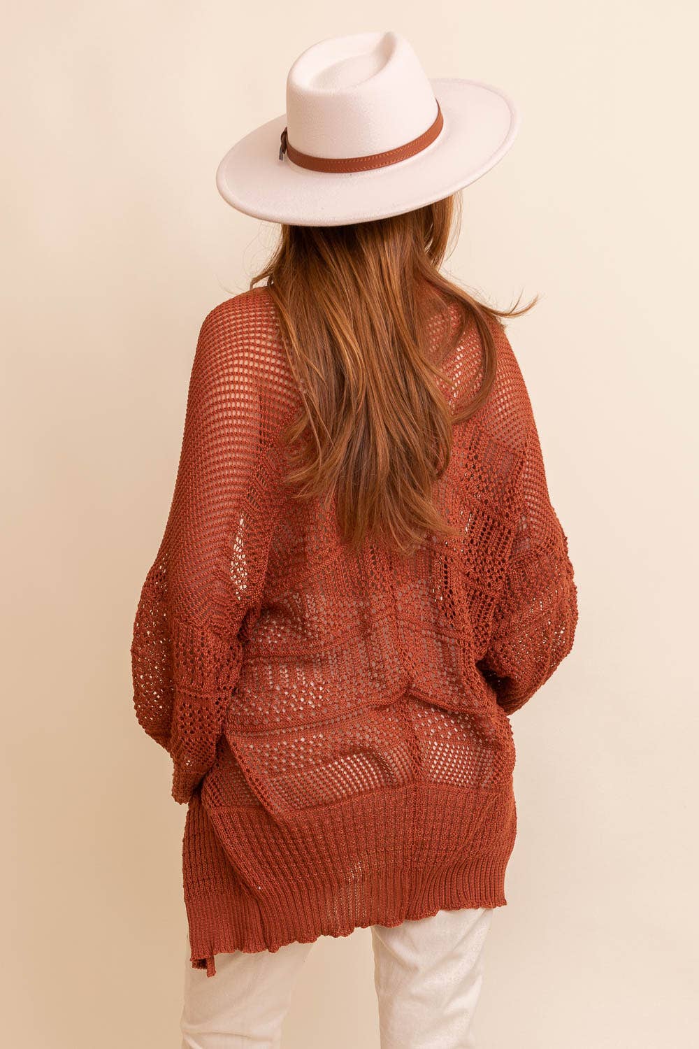 Brenna Bestselling Open-Front Knit Cardigan - Rust