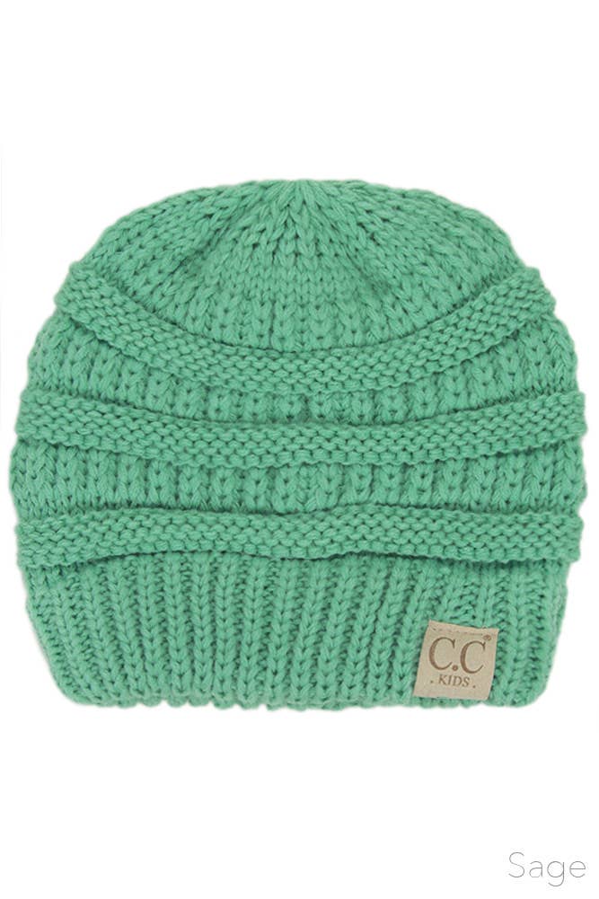 C.C Kids Solid Classic Knit Beanie: Ivory