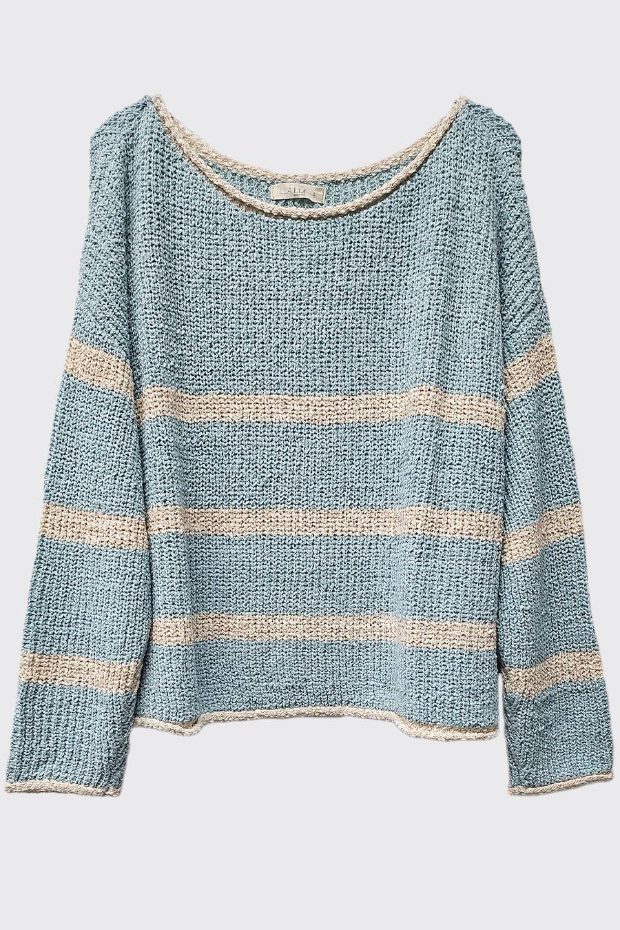 Lyla Lightweight Round Neck Sweater: Mint Oatmeal