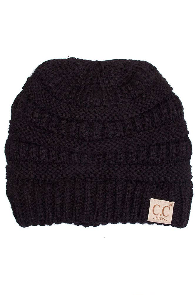 C.C Kids Solid Classic Knit Beanie: Light Melange Gray