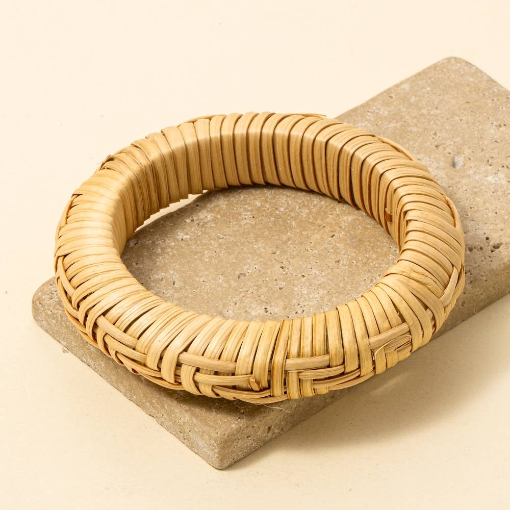 Large Straw Weave Bangle Bracelet: KA