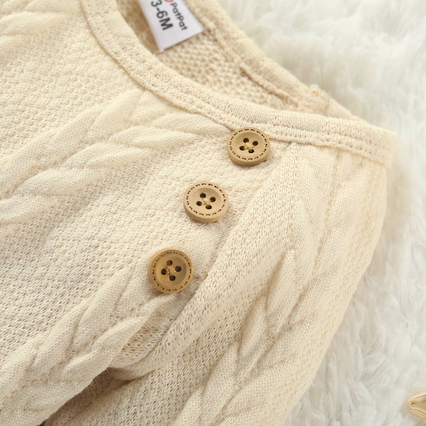 Baby Boy Solid Cable Knit Long-sleeve Jumpsuit: Brown / 6-9 Months