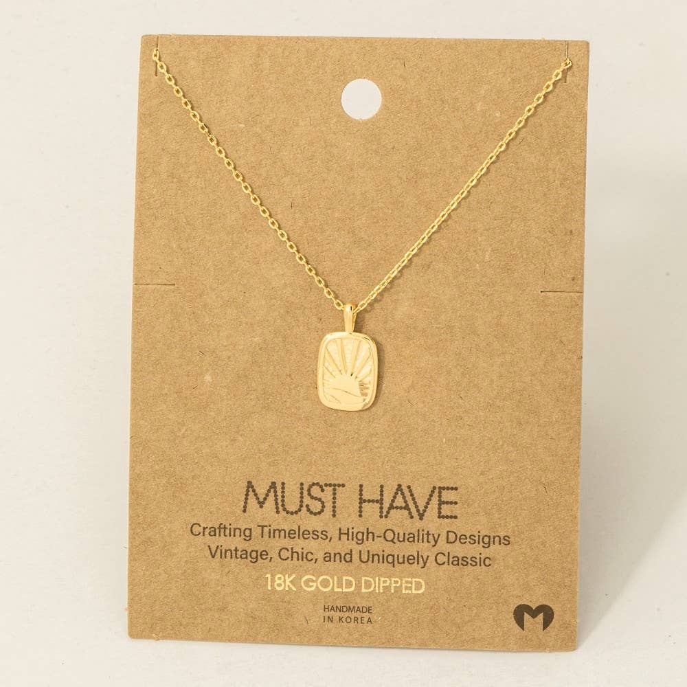 Gold Dipped Sun Rise Pendant Necklace: G