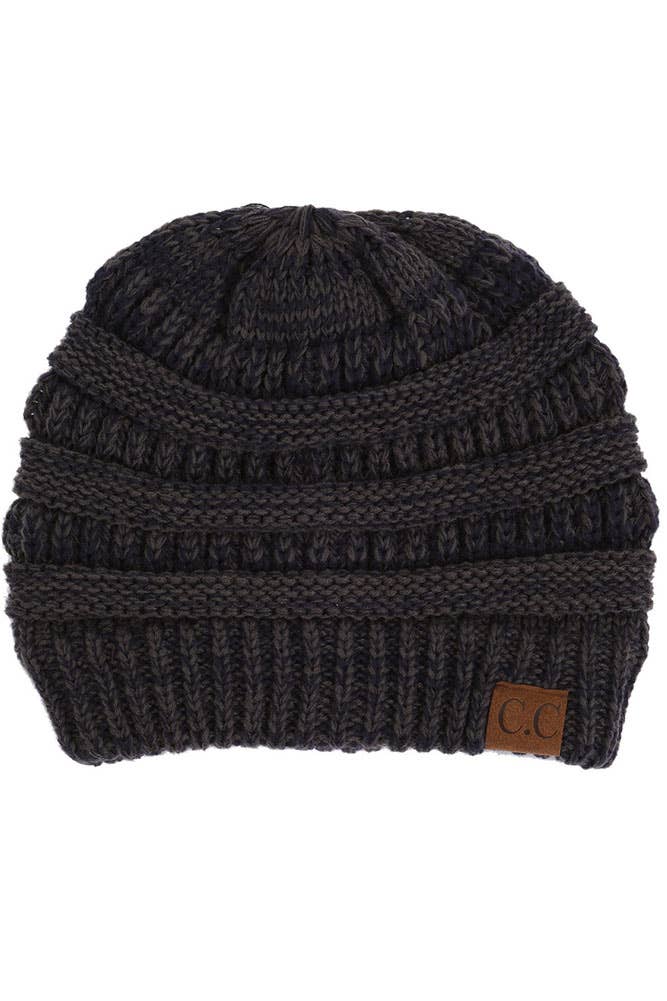 C.C Two Tone Color Knit Beanie: 005
