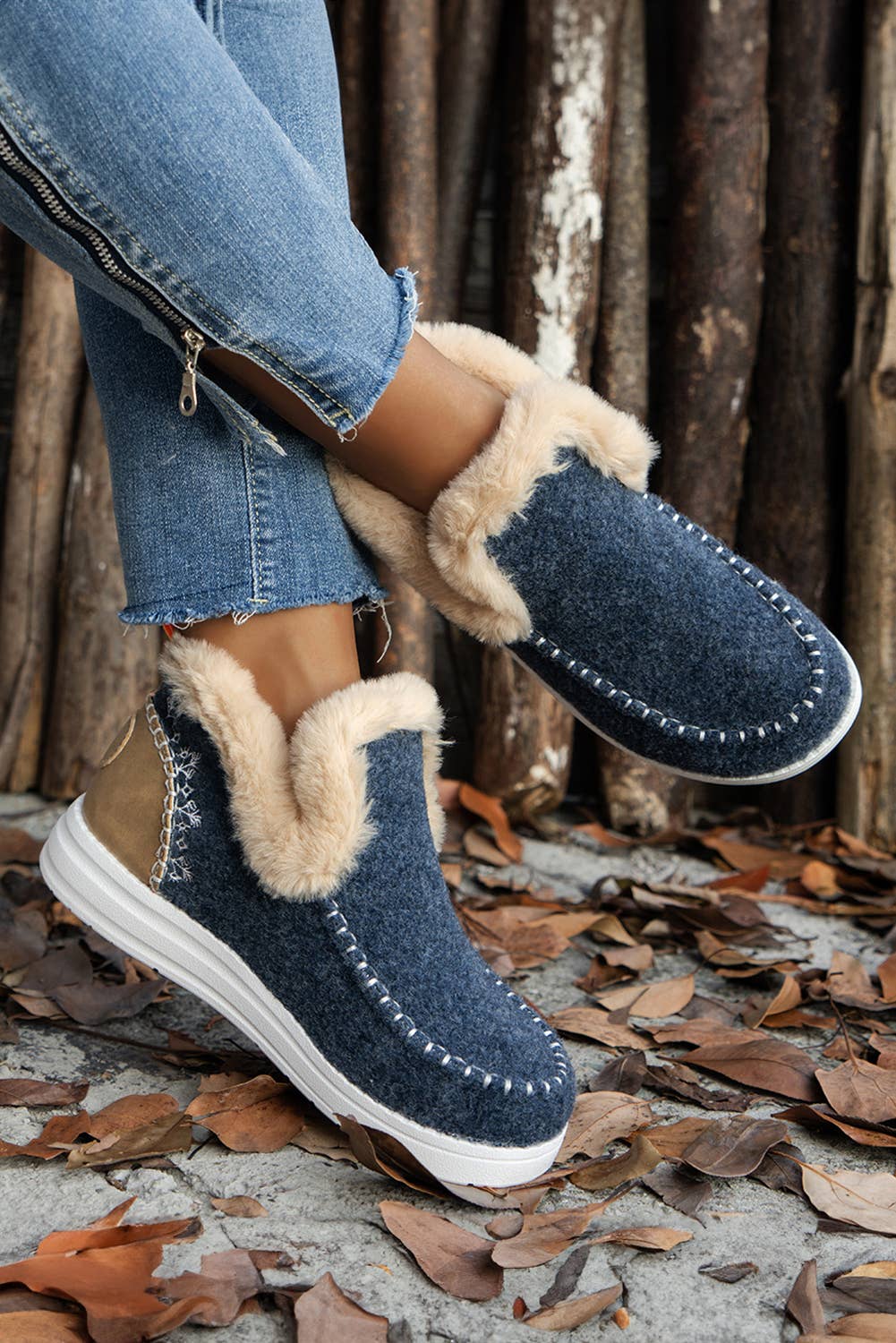 LDC Suede Stitching Patchwork Plush Lined Anklet Boots: Coffee / (US 8.5)40
