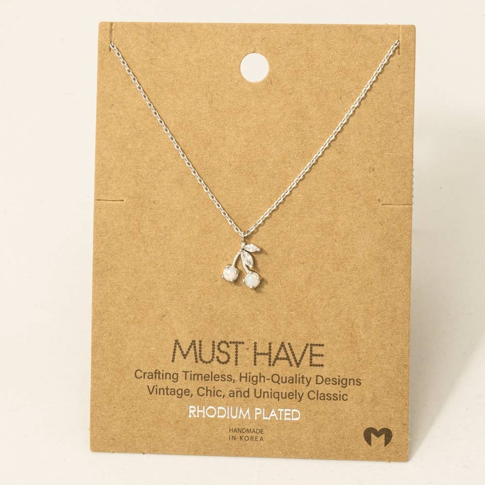 Gold Dipped Opal And Cz Cherry Pendant Necklace: G