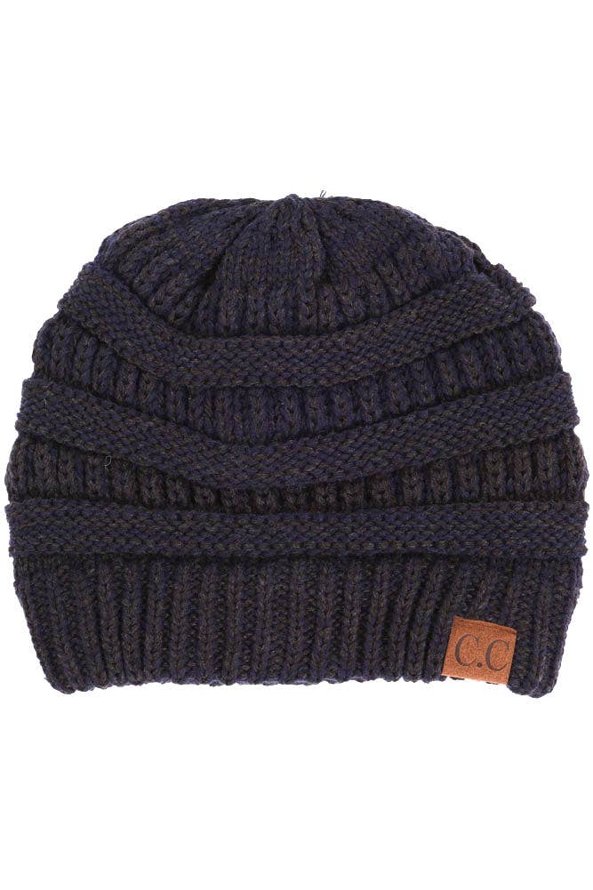 C.C Two Tone Color Knit Beanie: 005