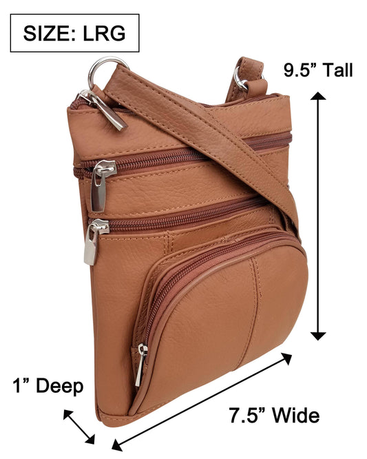 Cowhide Leather Crossbody - Light Brown