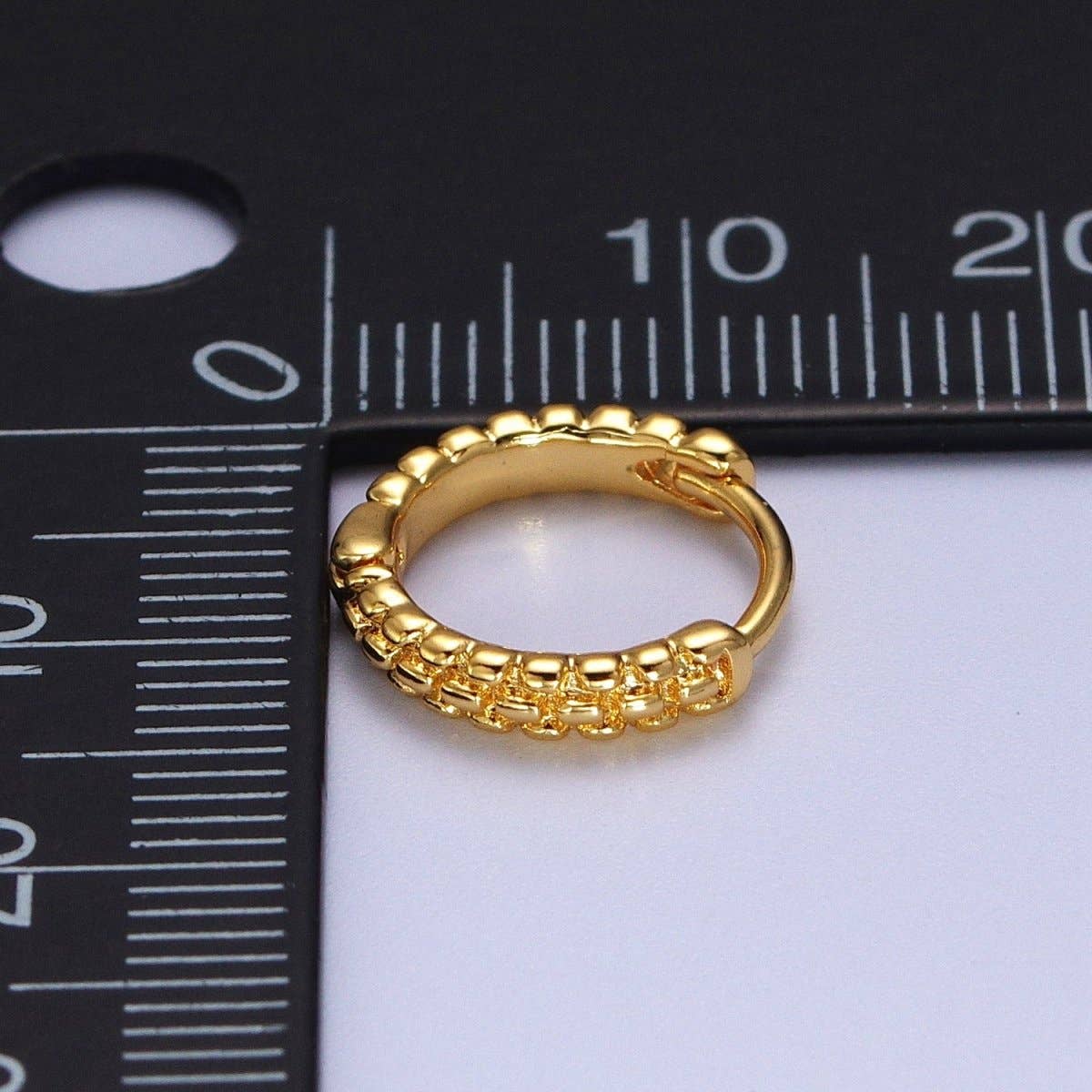 13mm Gold Textured Dotted Dainty Huggie Earrings