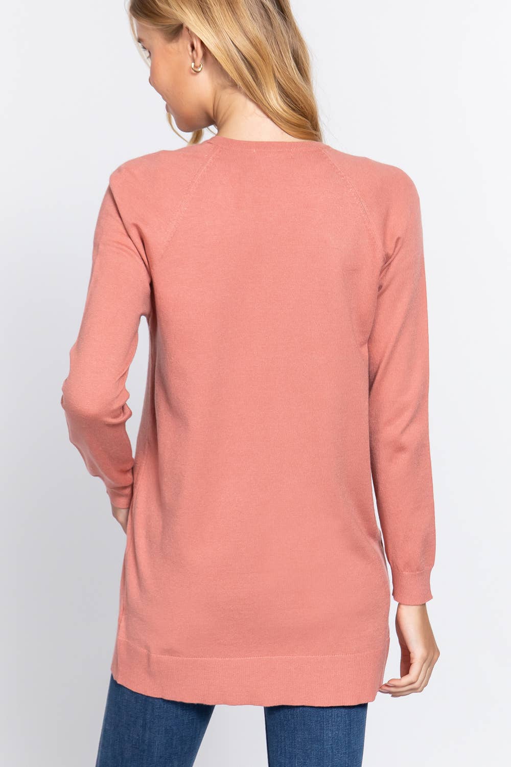 Long Raglan Sleeve with Pocket Open Sweater Cardigan: Brn-Cocoa Brown / L