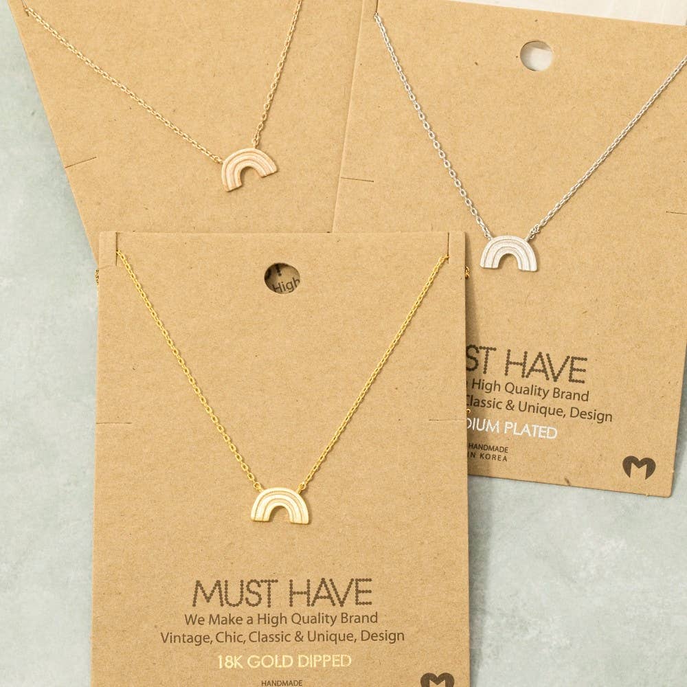 Gold Dipped Mini Metallic Rainbow Pendant Necklace: G