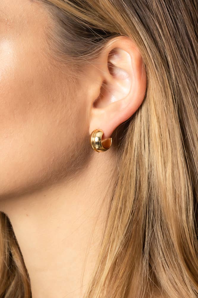 14K Gold Dipped Huggie Hoop Brass: Gold