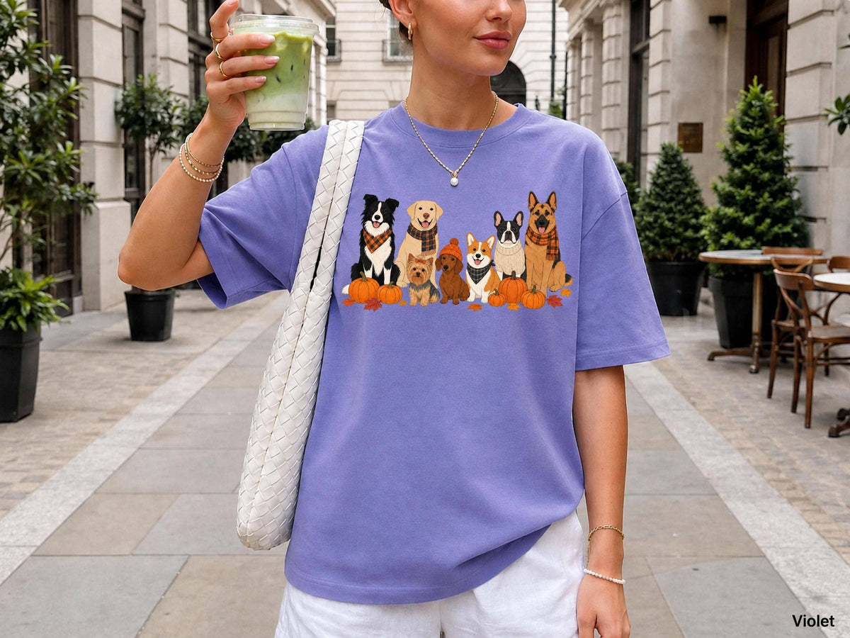 Comfort Colors Autumn Dogs Pumpkins Tee, Pumpkin Season: Ivory / XL