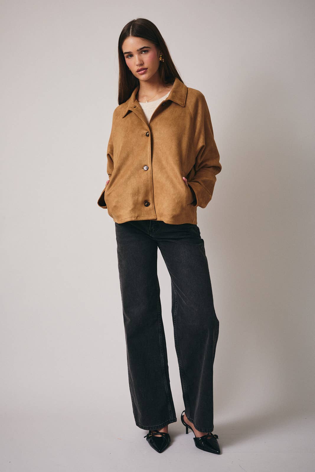 SUEDE JACKET: TAN / S