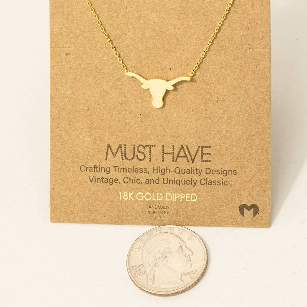 Dainty Bull Head Pendant Necklace: G