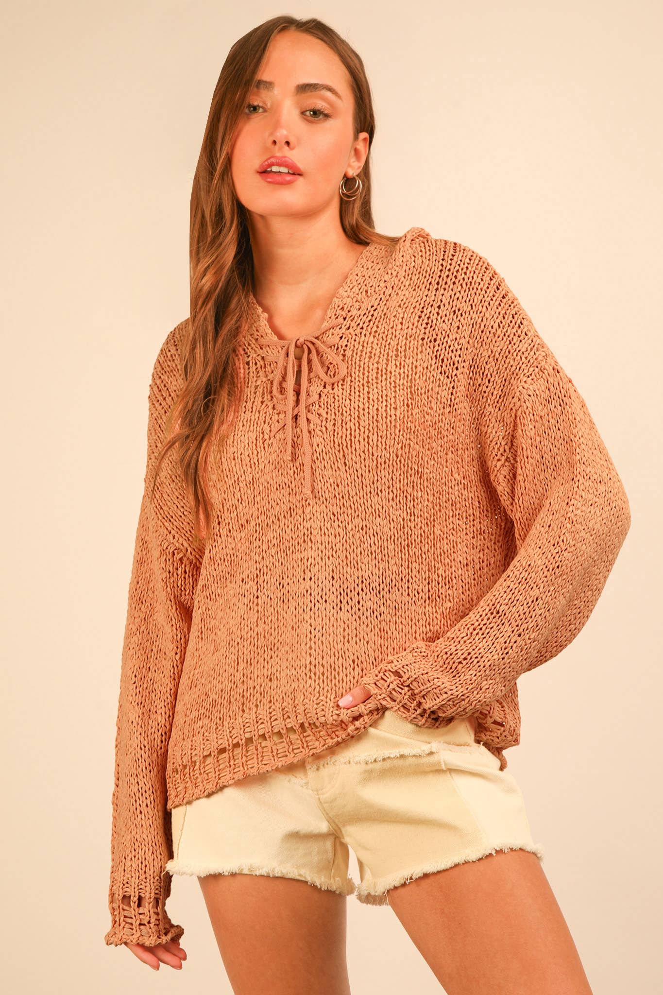Georgia Oversized Summer Knit Sweater Hoodie Top