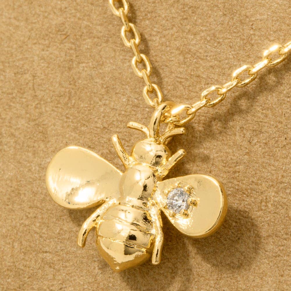 Gold Dipped Bee Pendant Necklace: G